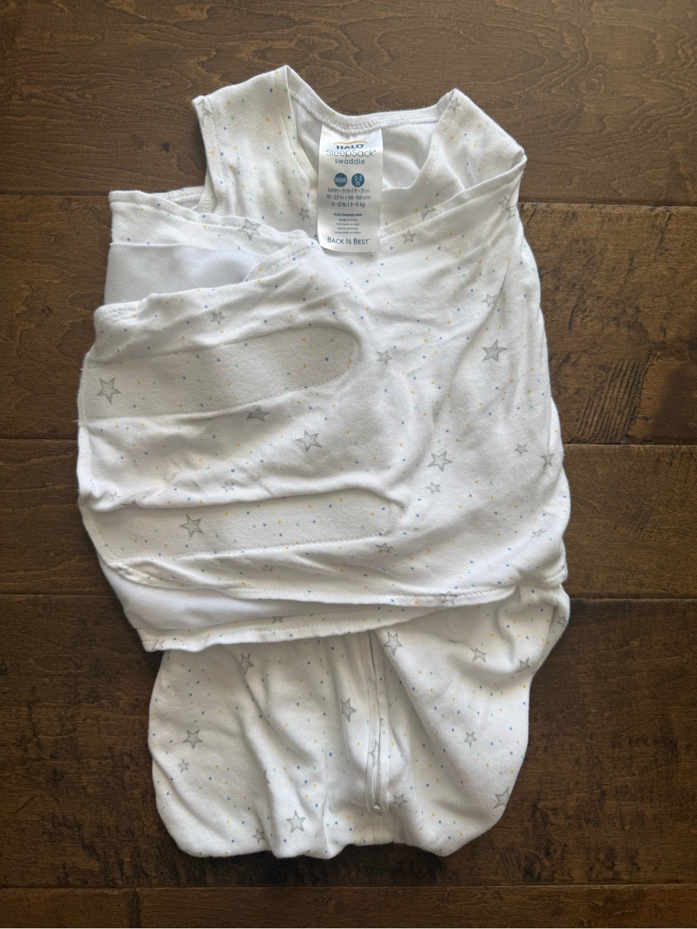 Halo Baby Sleep Sack in White with Silver Star Print
